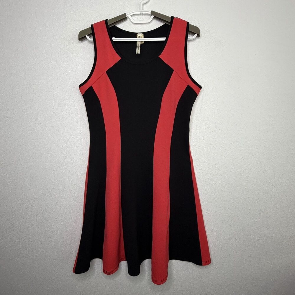 Andrea Missy Color Block A-Line Dress Red Black Sleeveless Women’s Large